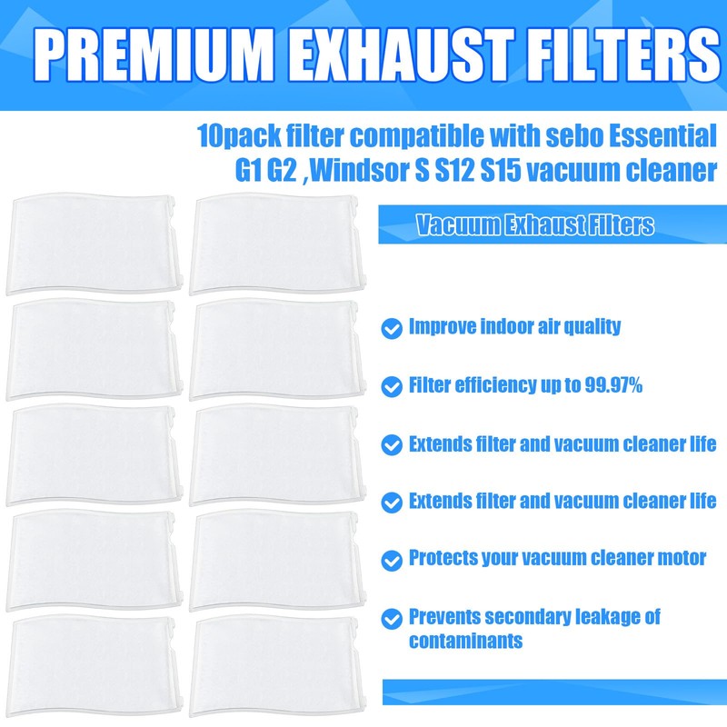 Tondiamo 20 Pcs 10 Pcs Exhaust Filter Compatible with Sebo