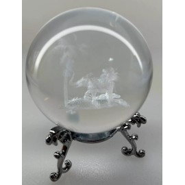HDCRYSTALGIFTS 3D Elephant Crystal Ball Paperweight 60MM Laser Engraved