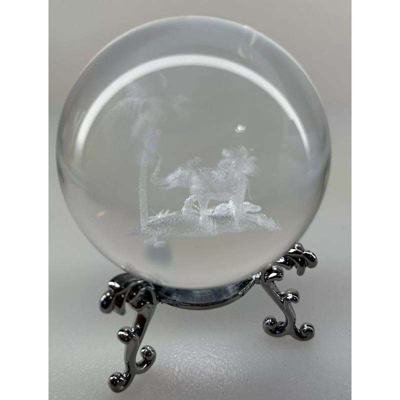 HDCRYSTALGIFTS 3D Elephant Crystal Ball Paperweight 60MM Laser Engraved