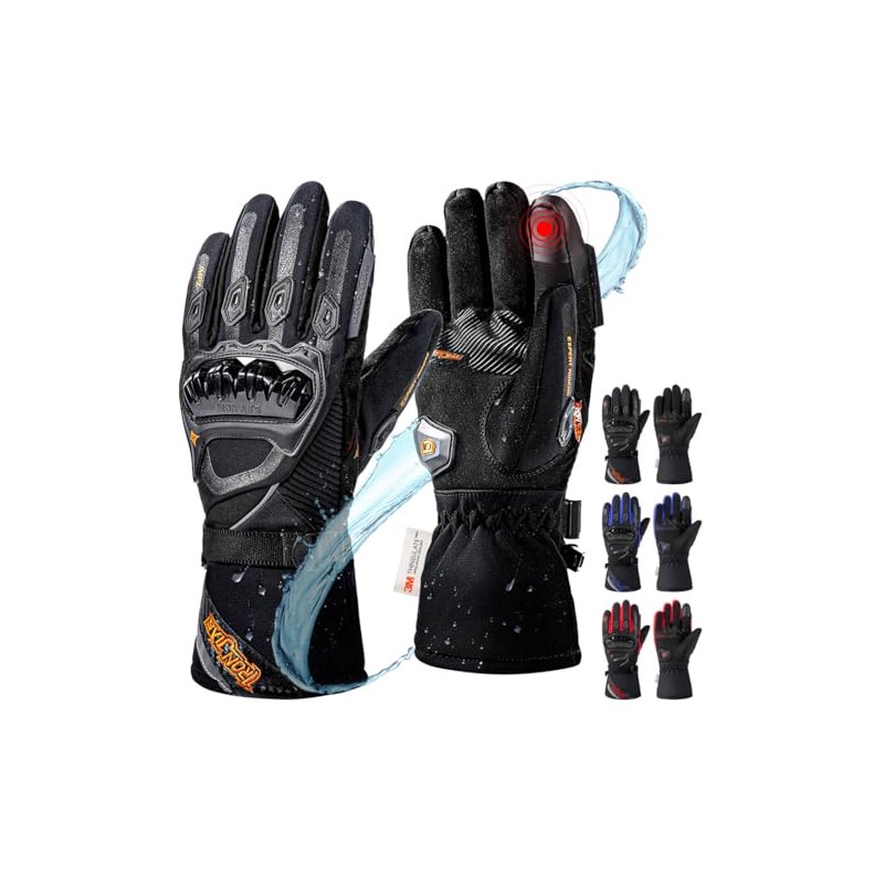 IRON JIA'S Guantes de Motocicleta para Invierno, con Pantalla táctil,