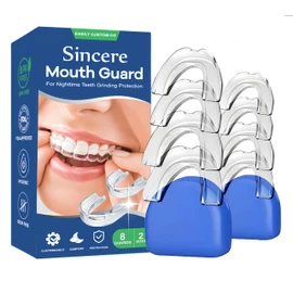Sincere Mouth Guard for Grinding Teeth at Night, Sport Athletic, Whitening Tray, 2 Sizes, Pack of 8 with Travel Case | Teeth Grinding Mouth Guard for Sleep| Night Guard For Teeth Grinding and Clenching