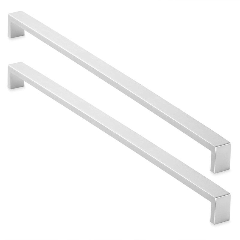 Cauldham Solid Stainless Steel Cabinet Hardware Square Handle Pull Brushed