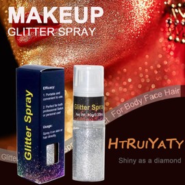 Sliver Glitter Hairspray,Glitter Spray Hair and Body Face for Kids Adult Ultrafine Glitter Spray for Clothes Party Makeup Festival Highlighting