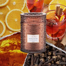 LA JOLIE MUSE Sparkling Cider Mule Candle | Apple Cider, Orange & Amber | 19 oz Wooden Wick | 90-Hour Clean Burn | Vibrant Scent | Gift for Hosts & Tablescapes