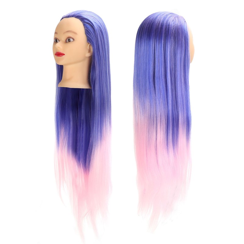 Mannequin Head Blue Pink Gradient Color High Temperature Synthetic Hair