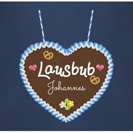Geschenk mit Namen personalisiert by Shirtracer - Baby Bib - Compatible Oktoberfest - Lausbub - Gingerbread Heart and Your Name, 1 Navy Blue