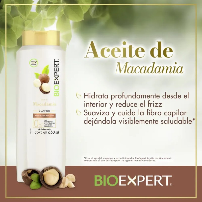 Shampoo Aceite De Macadamia Antifrizz 650ml Bioexpert