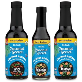 Coconut Secret Coconut Aminos 3 Pack (Spicy 10 Fl. Oz., Teriyaki 10 Fl. Oz., & Organic 8 Fl. Oz.)
