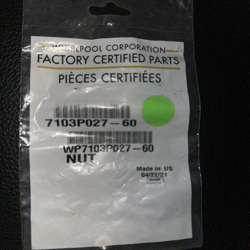 Whirlpool WP7103P027-60 Range Terminal Block Nut