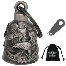 Dream Apparel Motorcycle ride bell for bikers,heavy spirit bells accessory and key chain for luck (DBL18-L ride to live)