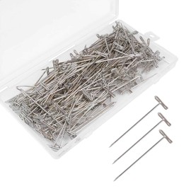 200 Pcs T Pins Wig Pin Stainless Steel T Shape Sewing Pin for Wigs and Crafts 2 Inch Blocking Pins for Knitting & Modelling Jewelry Making Straight Pins with Plastic Box (Silver)