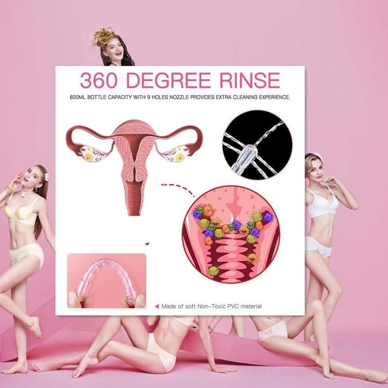 600ml Vaginal Cleaner- Enema Douche Vaginal Cleaning Kit, 5 Nozzltips-Reusable