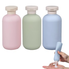 Alpha Depot Travel Bottle, Shampoo Bottle, Travel Refill, Portable, Rinse, Treatment, Body Soap, Backpacker, For Gym, Hot Springs, Pastel Colors, Set of 3 (6.8 fl oz (200 ml) x 3 (Pink, Green, Blue))