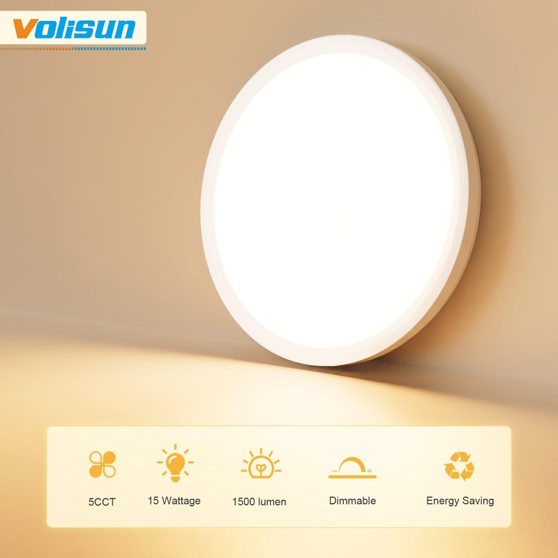 VOLISUN 5CCT LED Flush Mount Ceiling Light, 7 inch Dimmable