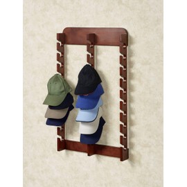 Touch of Class Wooden Cap Display Rack, Classic Cherry, Triple Rack 30 Hat Slots, Handcrafted, Made of Solid Wood, Vertical Display, 20 Inches Width by 33 Inches High