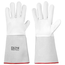 Ekon Tig Welding Gloves Made From Soft Grain Leather Leather Welding Gloves TIG Welding Protective Gloves For Welding, Gardening, BBQ, Metal Work Gauntlets (Large 1 Pair)