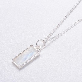 Ever Faith 925 Sterling Silver Emerald Cut June Birthstone New Beginnings Moonstone Choker Necklace for Women Mothers Day/Birthday/Christmas Gemstone Jewellery Gifts for Mom