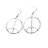 Peace sign hoop dangle earrings charm silver large bohemian style