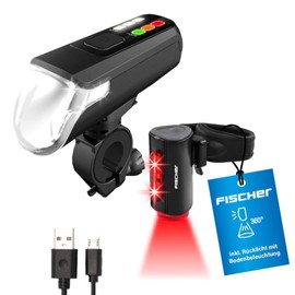 FISCHER USB Lighting Set, Floor Light for More Visibility and Protection, Front Light 60 Lux