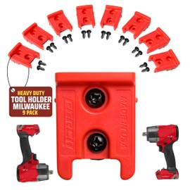 9 Pack Tool Holder for Milwaukee M18/18v Cordless Tools - Snap Fit Tool Organizer for Milwaukee Drill Holder, Under Shelf, Wall Mount w/Hardware for Easy Install.
