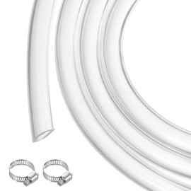 Rebower 1/4" x 3/8" Clear Plastic PVC Tubing 50ft Flexible Vinyl Tube, [for Garden Irrigation, Water Hose, Fish Tank, Aquarium] - 6.4mm x 9.5mm / with 2Pcs Clamps