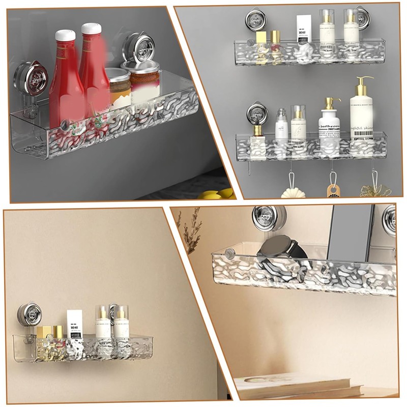 BOBOZHONG Suction Cup Storage Stand, Rectangular Storage Shelf, Bathroom Storage