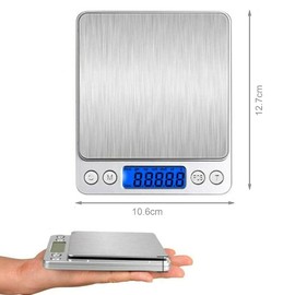 ebuyerfix Digital Pocket Scales 500g/ 0.01g High-Precision Kitchen Food Scales, Stainless Steel Jewelry Scales with Mini Kitchen Scale with Back-Lit LCD Display, Tare, and PCS Features