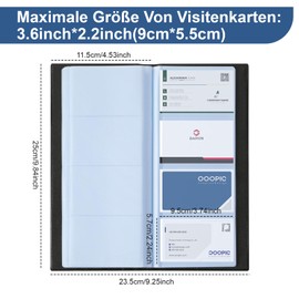 Visitenkartenmappe Ideal für Büro,Visitenkarten Aufbewahrung aus Pu-Leder Hält 400 Karten,Visitenkartenetui für Damen und Herren, Namenskarten Buchhalter für Kundenkarten Kreditkarten,Schwarz