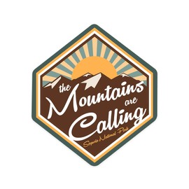 Die Cut Sticker Sequoia National Park, The Mountains are Calling, Contour Vinyl Sticker 1 to 3 inches (Waterproof Decal for Cars, Water Bottles, Laptops, Coolers), Small