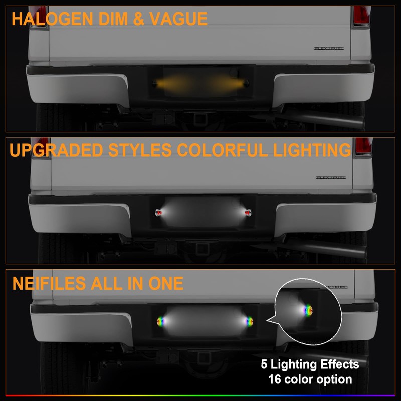 NEIFILES RGB LED License Plate Light Compatible with 1990-2014 Ford