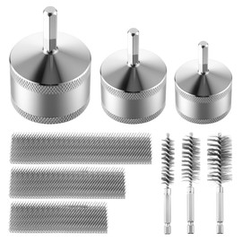 1/2"&3/4"&1" Copper Pipe Cleaner for Drill with 1/4" Hex Shank & Brush Blades & Metal Pipe Cleaning Brush, Tube Thread Cleaner, Plumbing Tools for Plumber Removing Rust, HVAC Stain Removal(3 Piece)