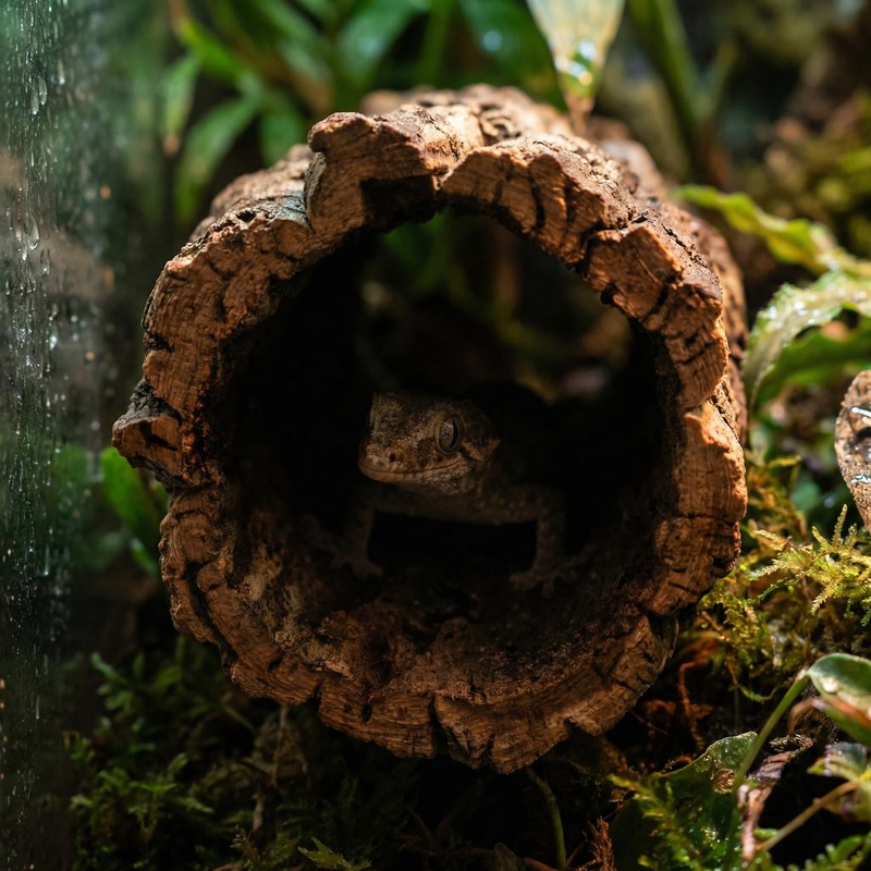 DECHOUS Natural Cork Bark for Reptile Hideout Round Cork Bark