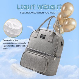 stillithou Double Deck Lunch Bag Insulated Leakproof with Backpack Straps, Lunch Bag Women Men Soft Waterproof for Work Travel Beach Picnic, Grey