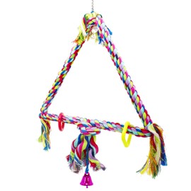 Bonka Bird Toys Rope Triangle Hanging Perch Colorful Cotton Grab Chew Parrot Quaker Cockatoo Budgie