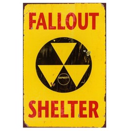 Fallout Shelter Vintage Look Reproduction Metal Tin Sign, Garage Decor Man Cave Sign 8x12 Inches