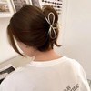 蝶々結び リボンバンスクリップ ヘアアクセサリー 韓国 しっかり留まる 大きめ メタリック リボン シンプル ハーフ