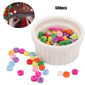 500 Botones de Costura, 6 Mm, Cuadrado, Redondo, Triangular, Botón de Decoración, Mini Hebilla de Muñeca con 2 Agujeros para Coser Ropa, álbumes de Recortes, Arte, Proyectos de Bricolaje(Ronda)