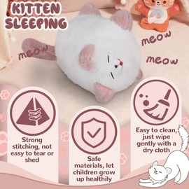 Jimate Interactive Cat Toys for Kids Aged 3-7, Plush Toy Cat That Meows, Blink and Talk, Children's Toy Pet Cat with Pet Waterer, Milk Bottle and Pet Bowl, Creative for Boys and Girls