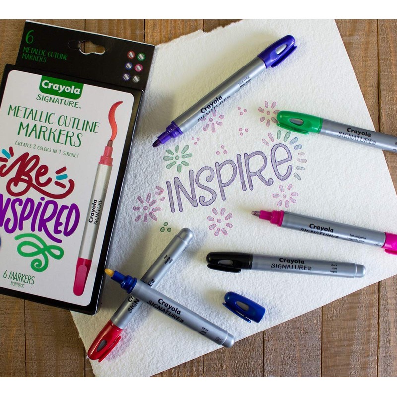 Crayola Metallic Outline Paint Markers, Assorted Colors, Art Supplies, 6