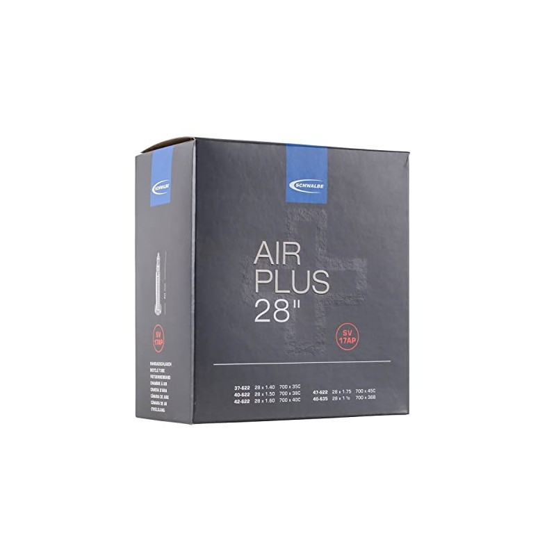 Schwalbe Unisex's AIR Plus Cycle Tube, Black, 700 x 37-47C