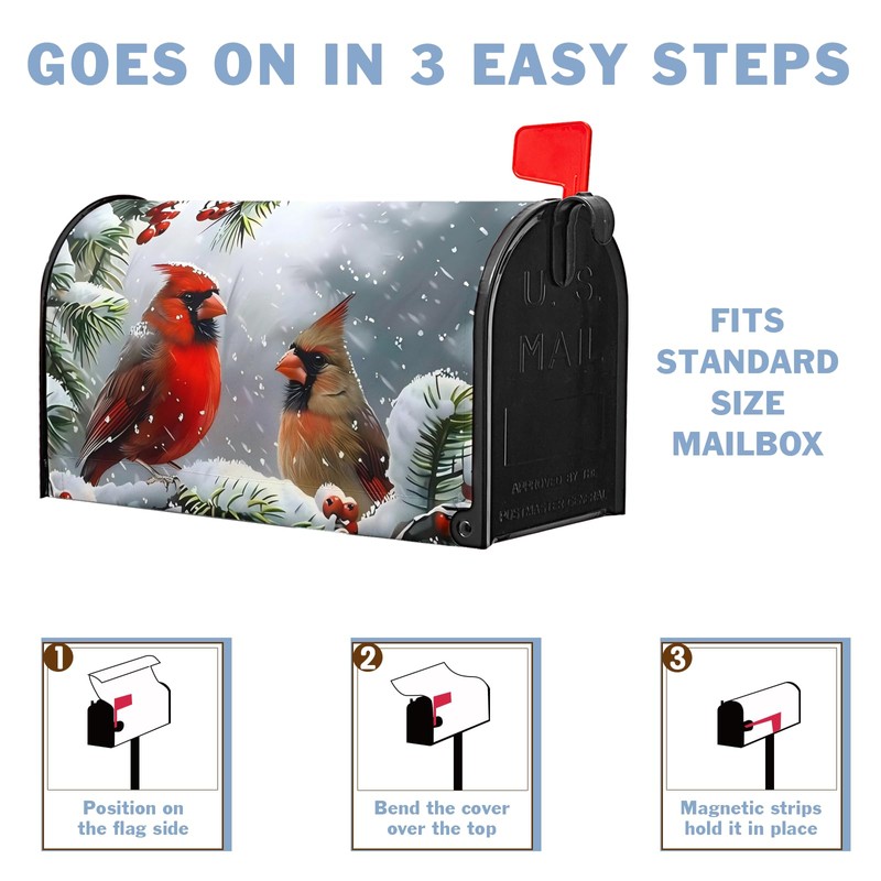 Winter Mailbox Covers Cardinal Bird Mailbox Cover Magnetic Christmas Red