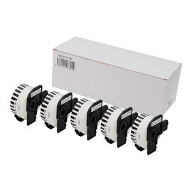 Brother DK-2210 Compatible DK2210 x 5 Piece Set (5 Holders Included) Long Paper Tape Width 1.1 inches (29 mm) x 12 ft Roll DK Tape for Label Printer QL Series (Thermal White Tape/Black) QL-800