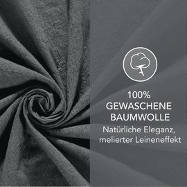 Dreamzie Cushion Cover 40 x 80 cm, Set of 2 - 100% Washed Cotton, Dark Grey, Oeko-Tex Certified Cushion Covers, Linen Look and Breathable Cushion Cover, Pillowcase with Zip