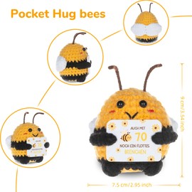 WenmthG Bee Happy Bee Gifts for 70th Birthday, Pocket Hug Bee Lucky Charm Birthday Gift for Best Friend Women Men, Bee Crocheted Positive Potato German Replacement - Pack of 1