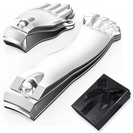 Yamobi Nail Clippers Set, Silver, Funny Foot and Hand Shaped Nail Clippers, Practical Gift Idea for Christmas, Father's Day and More