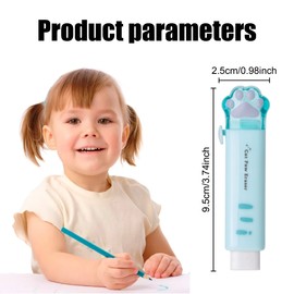 IUDWCG Pack of 2 children's rubber with cat paw, cute eraser with cat paw, cute retractable eraser, creative eraser in cartoon style with cat paw for pressing and pulling