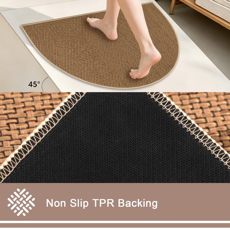 MATIRUG Indoor Door Mat,Half Circle Ultra Thin Doormat,Non Slip Washable