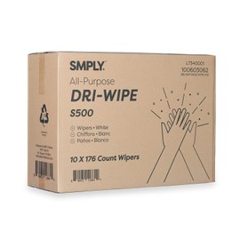 SMPLY. S500 Dri-Wipe | 176 Wipes Per Box - 10 Box Pack | Durable and Reusable Wipers for Hospitals, Schools, Foodservice, Automotive, and More.
