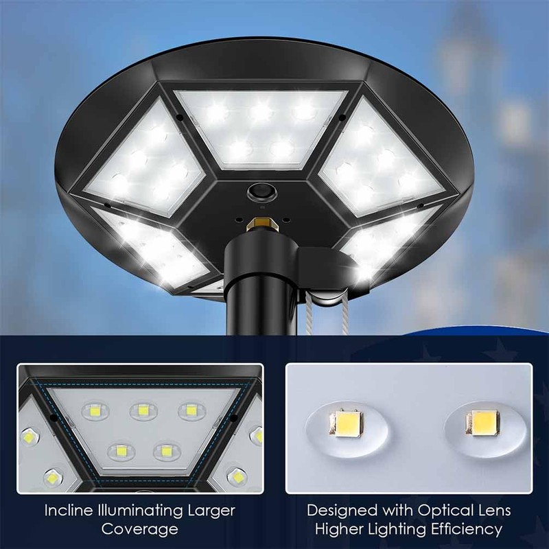 Flag Pole Light Solar Powered, 3000lm Flagpole Light Outdoor IP67