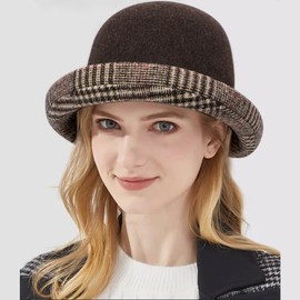 YeeHeen Fedora Cloche Hat Vintage Church Round Bowler Hats Bucket Hat for Women Coffee